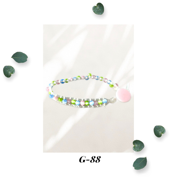 Pastel Multicolor Cat's Eye Single Wrap Bracelet Pink Button - Picture 1 of 3